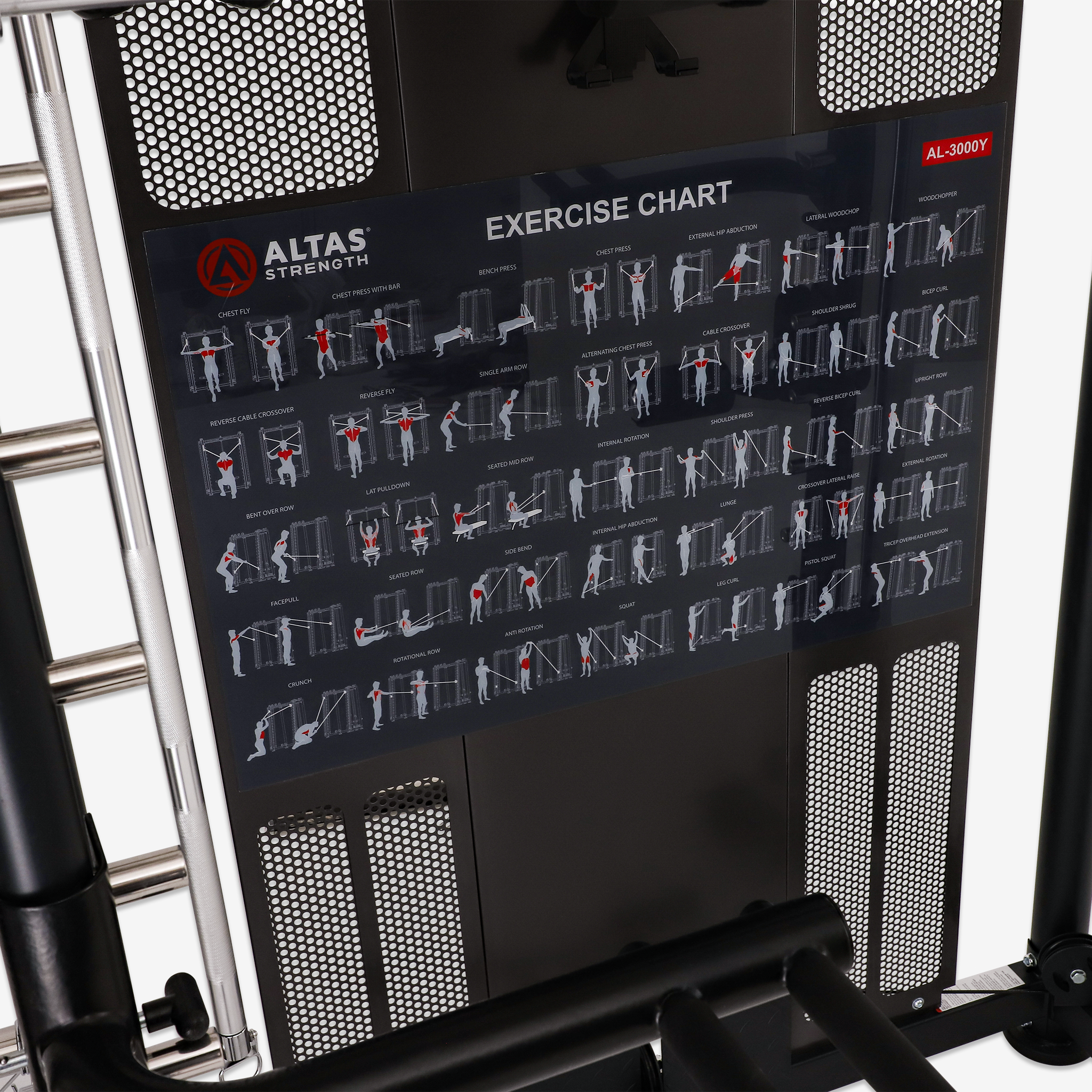 Altas Strength Multi-Function Smith Machine Black And Red 2000IB Workout Light Commercial Fitness Equipment AL-3000Y