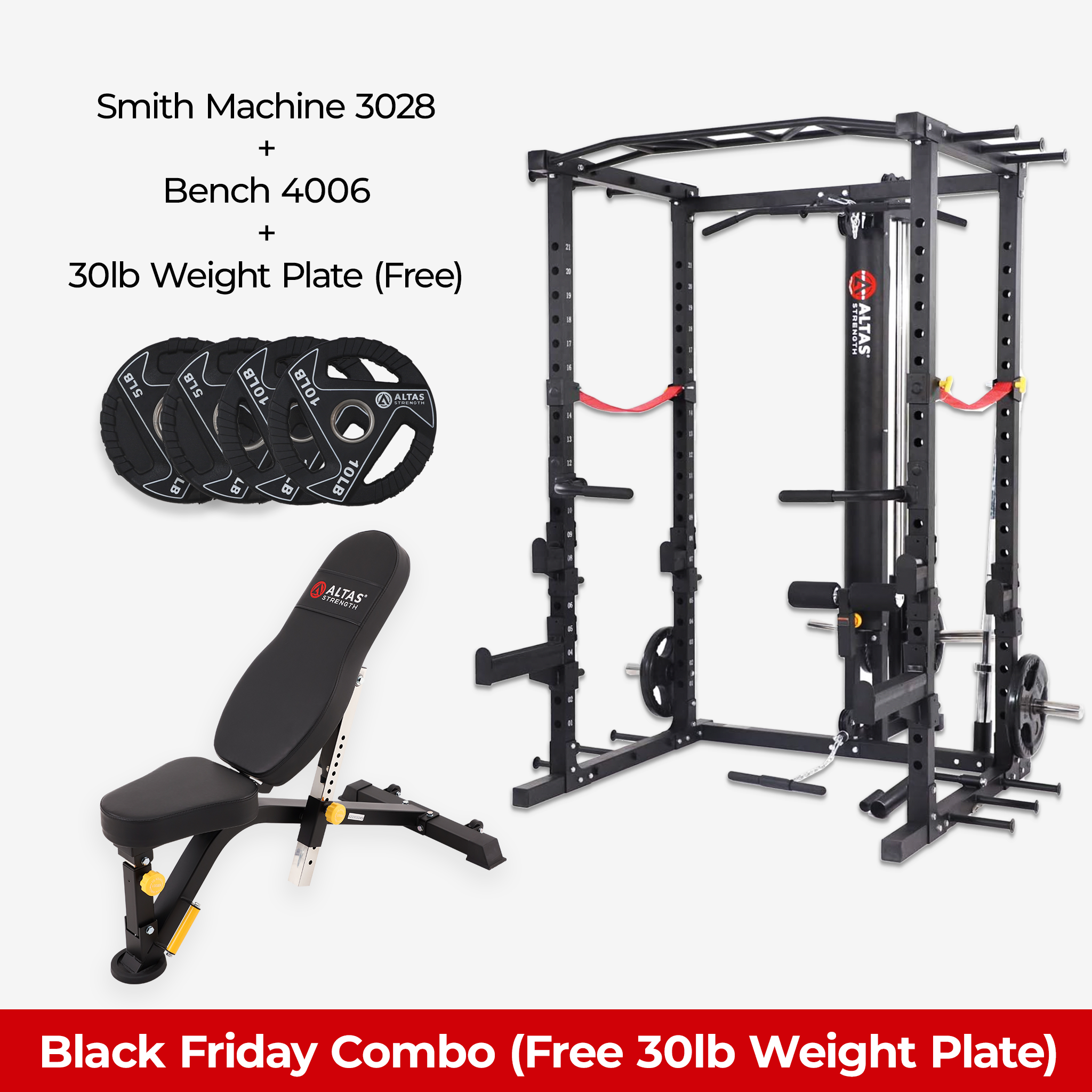 Black Friday Combo Smith Machine AL 3028 Bench AL 4006 Free 30lb