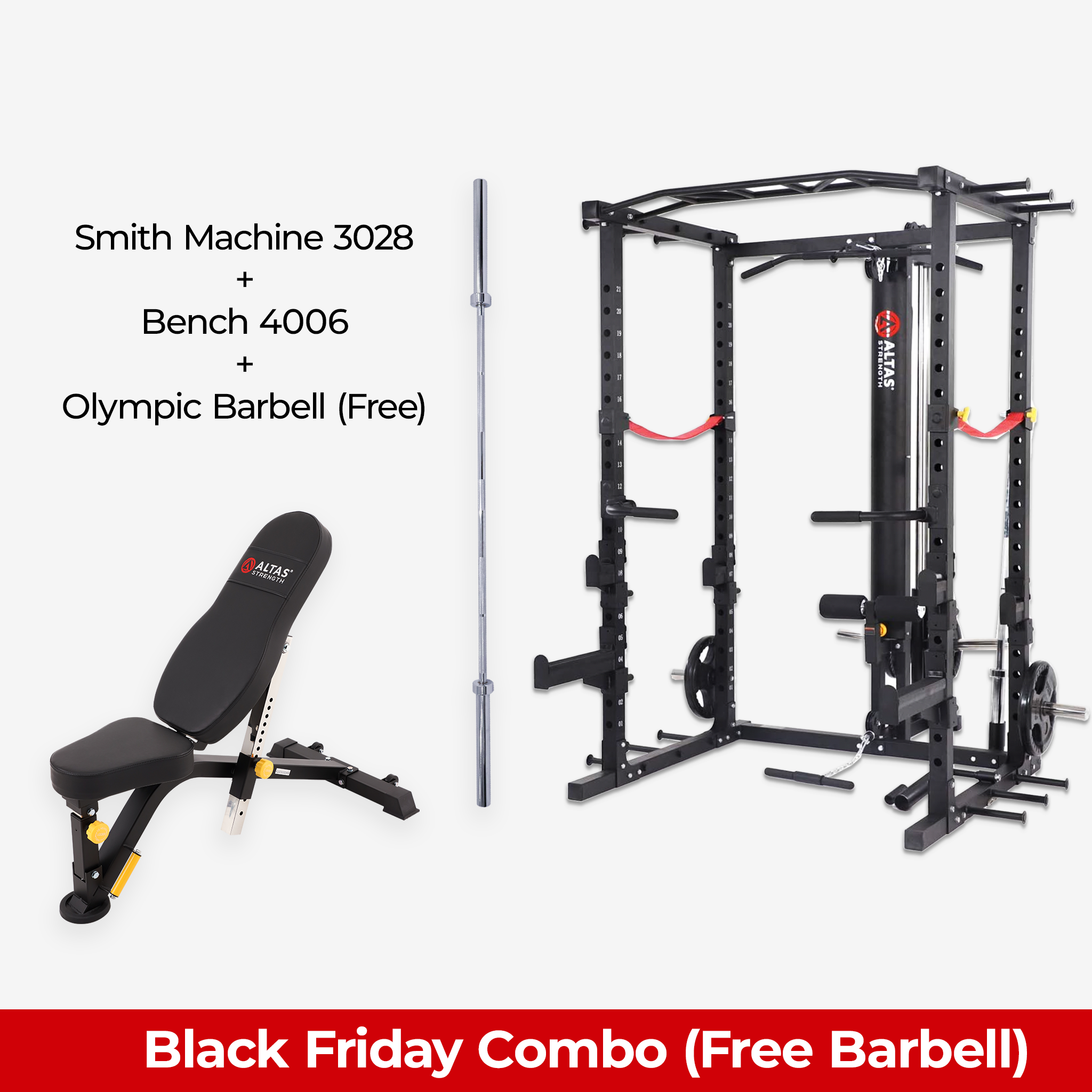 Black Friday Combo Smith Machine AL 3028 Bench AL 4006 Free Olympic Barbell