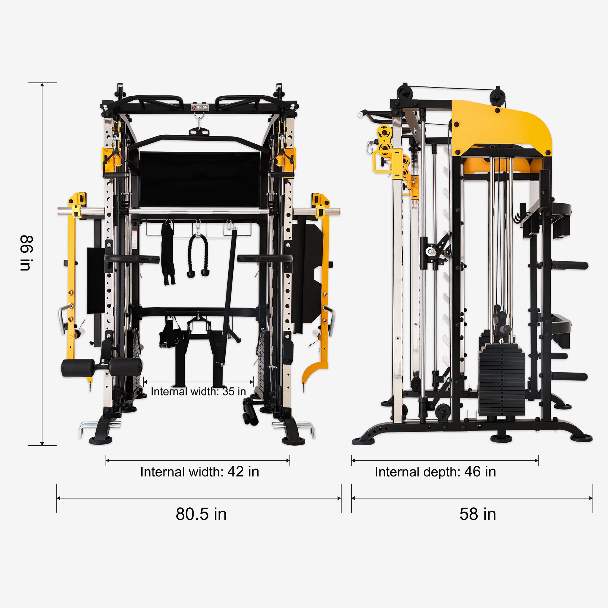 Combo - Smith Machine AL-3061B + Bench AL-4026 + Olympic Barbell + 150lb Weight Plate