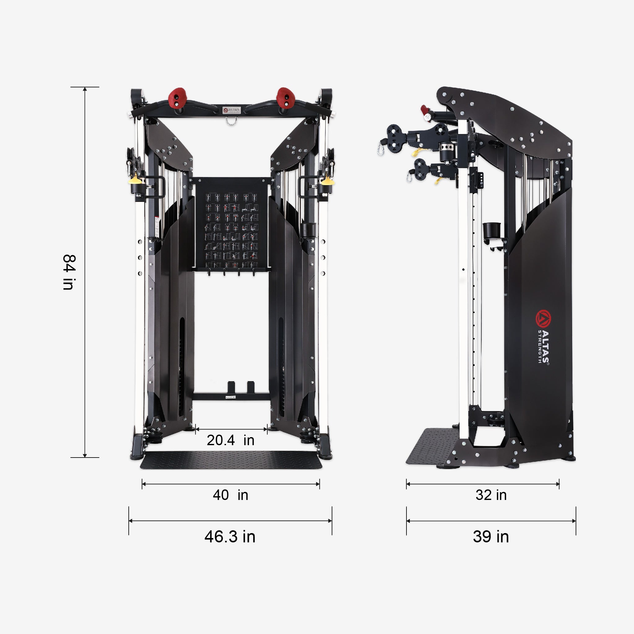 Altas Strength Multi Function Trainer Exercise Machine Black Workout Light Commercial Fitness Equipment AL-3075