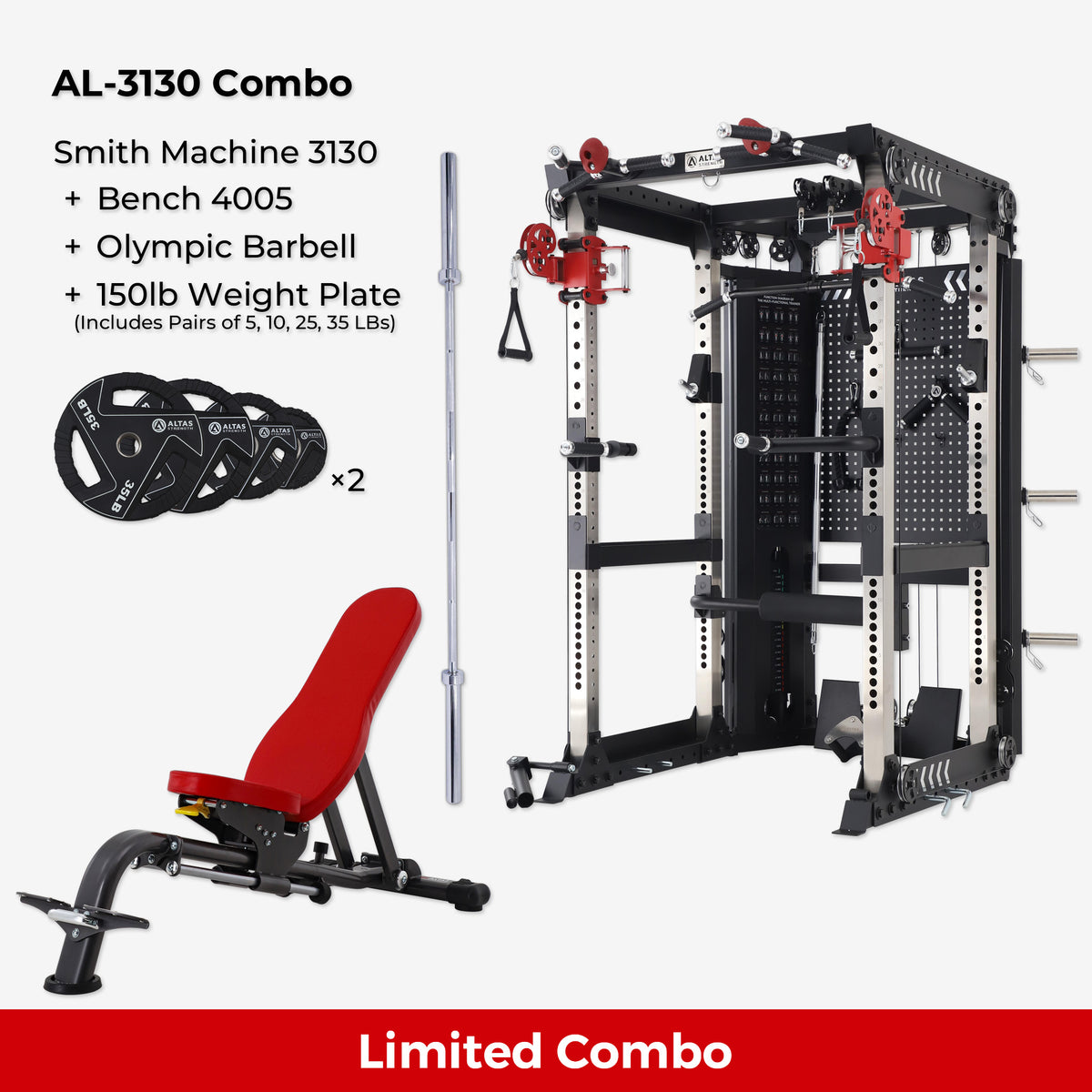 Cambo—Multi-functional Trainer AL-3130+Bench+Accessories AL-3130 AL-4005