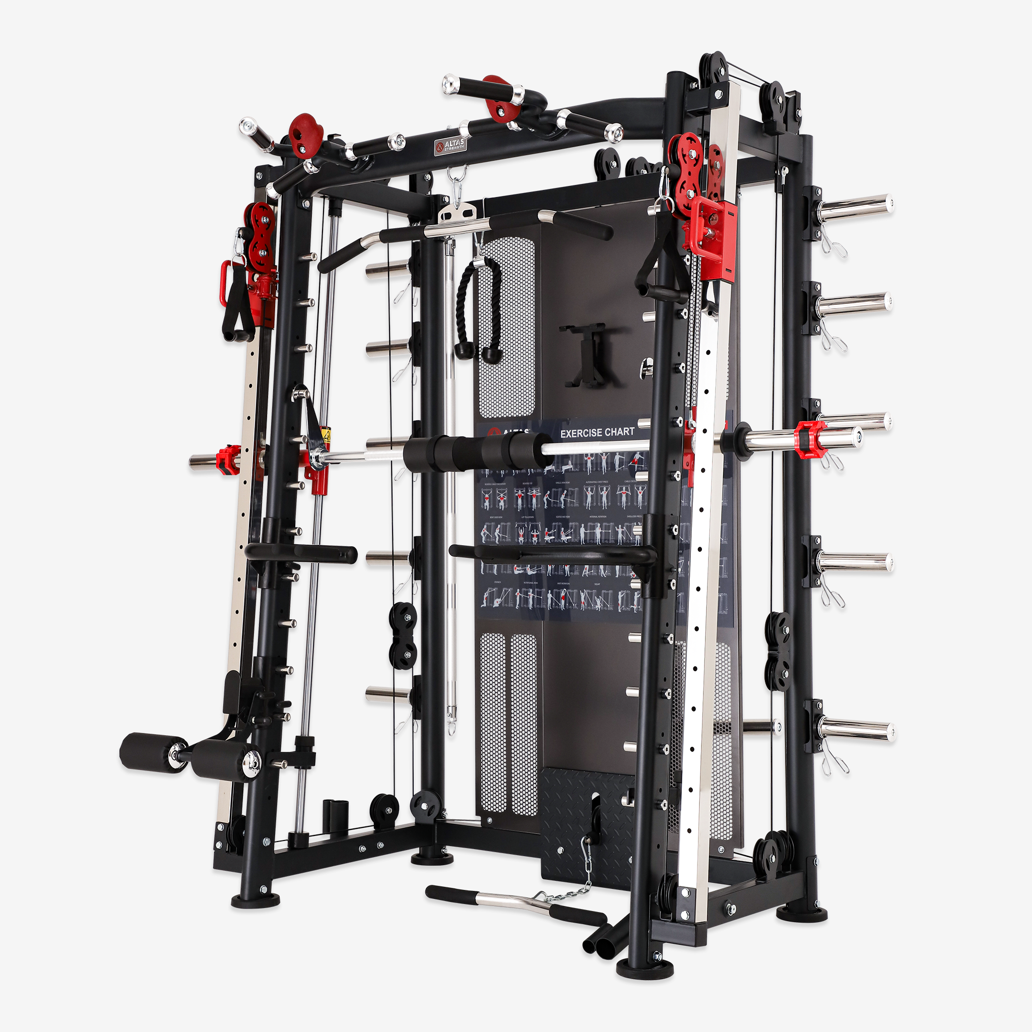 Altas Strength Multi Function Smith Machine Black And Yellow 2000IB Workout Light Commercial Fitness Equipment AL 3000Y