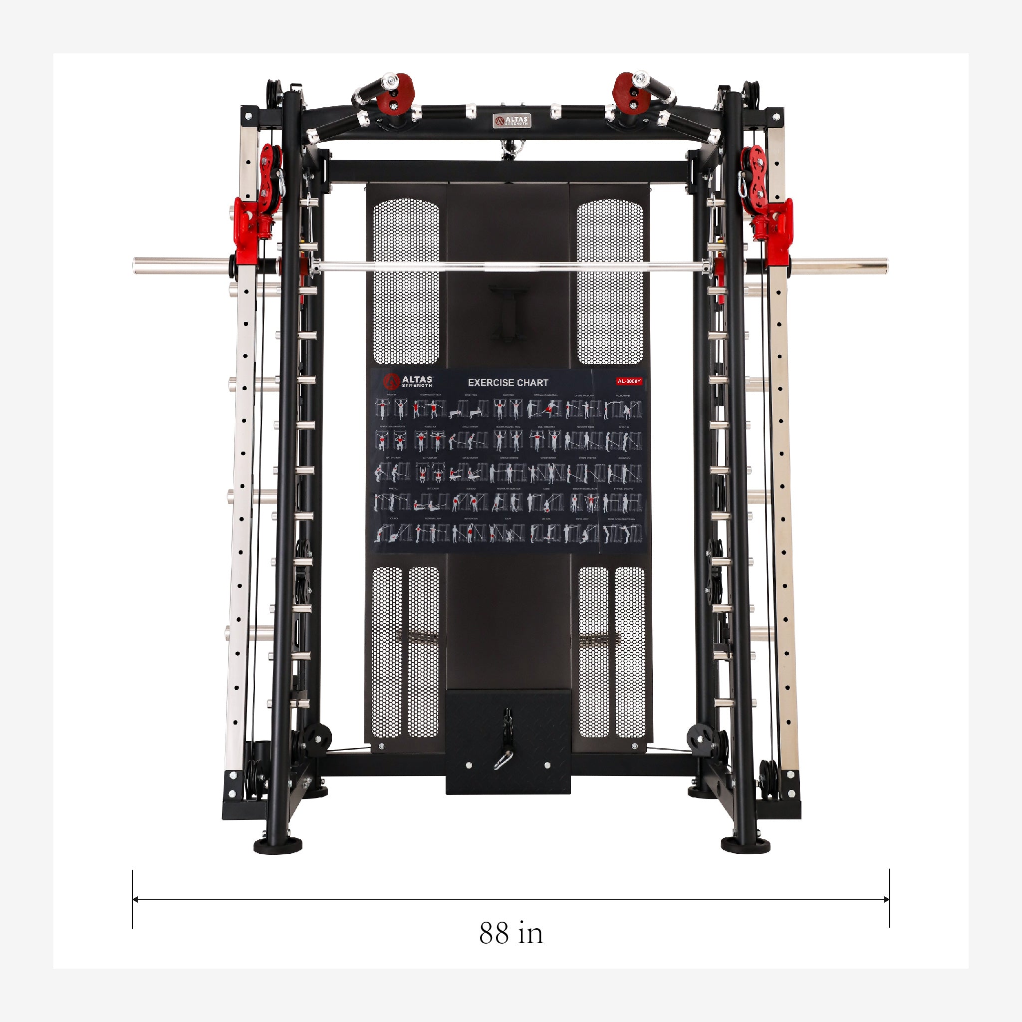 Altas Strength Multi-Function Smith Machine Black And Yellow 2000IB Workout Light Commercial Fitness Equipment AL-3000Y