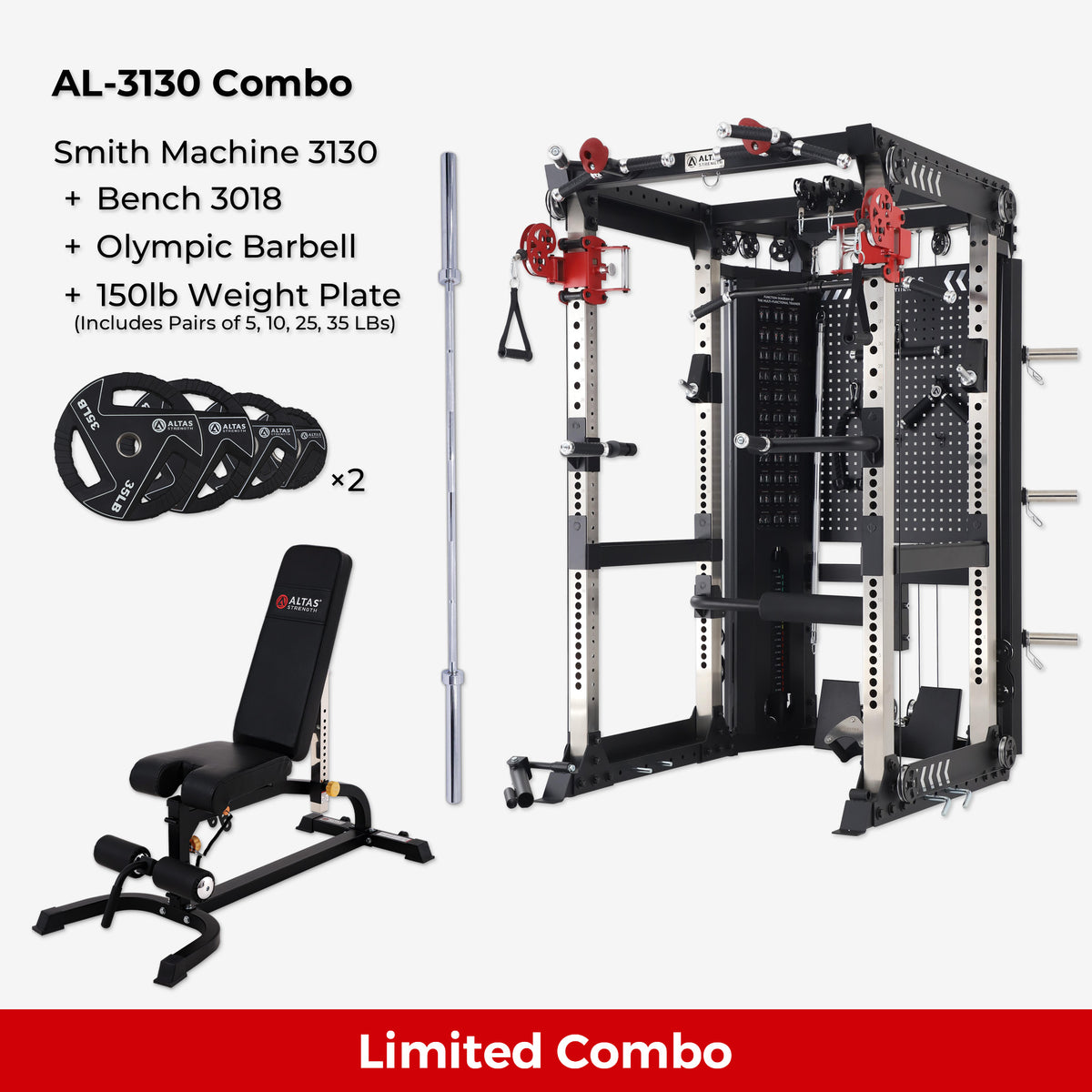 Cambo—Multi-functional Trainer AL-3130+Bench+Accessories AL-3130 AL-3018