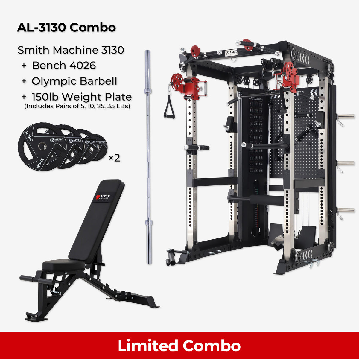 Cambo—Multi-functional Trainer AL-3130+Bench+Accessories AL-3130 AL-4026