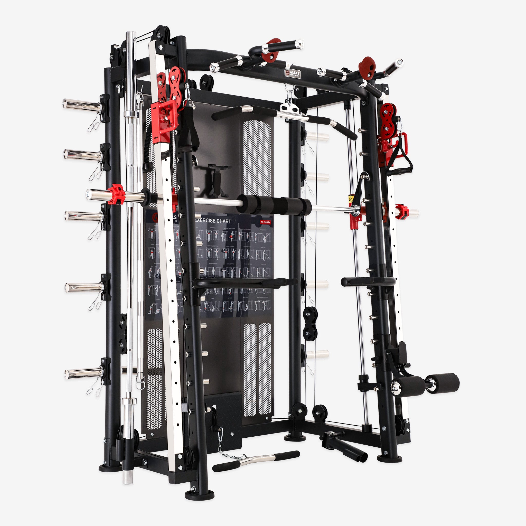 Altas Strength Multi-Function Smith Machine Black And Yellow 2000IB Workout Light Commercial Fitness Equipment AL-3000Y