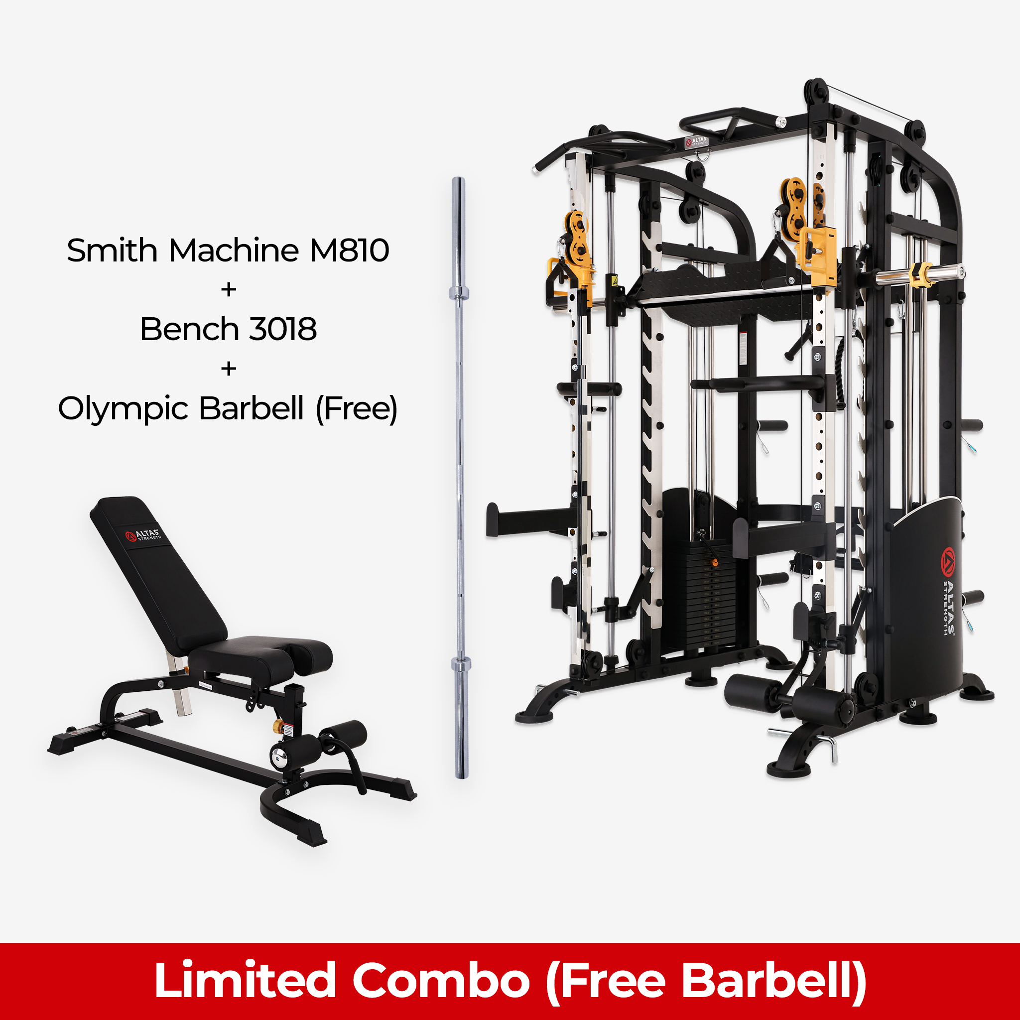 Limited Combo - Smith Machine AL-M810 + Bench AL-3018 + Free Olympic Barbell