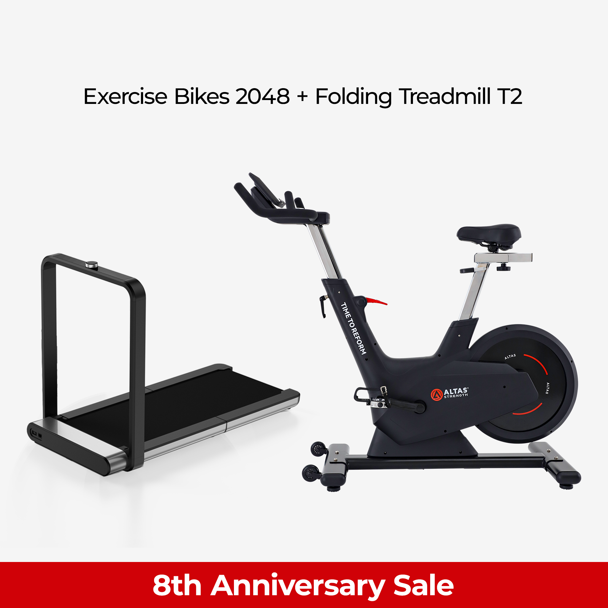 8th Anniversary Combo - Exercise Bike AL-2048 + Folding Treadmill AL-T2