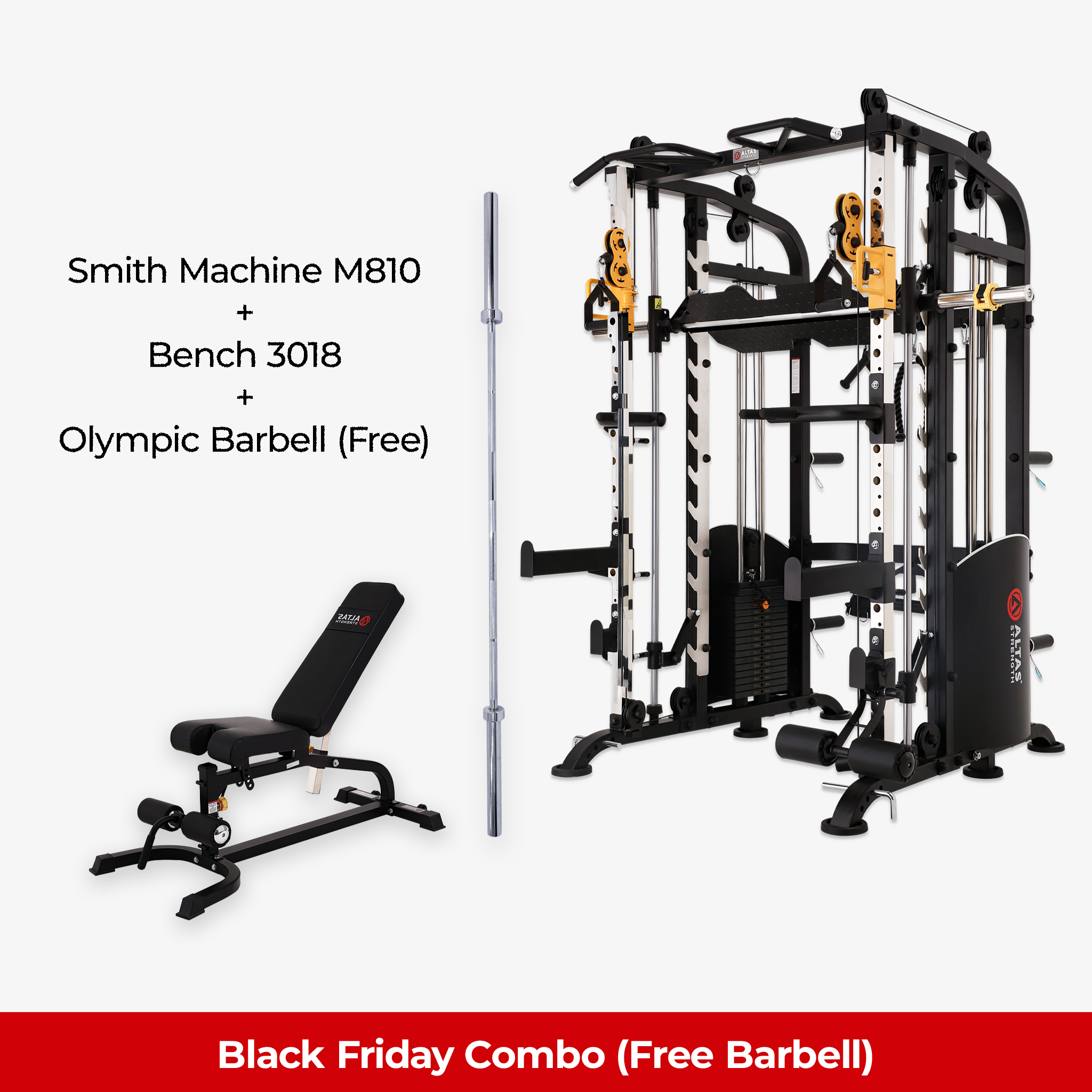 Black Friday Combo - Smith Machine AL-M810 + Bench AL-3018 +Barbell (Free)