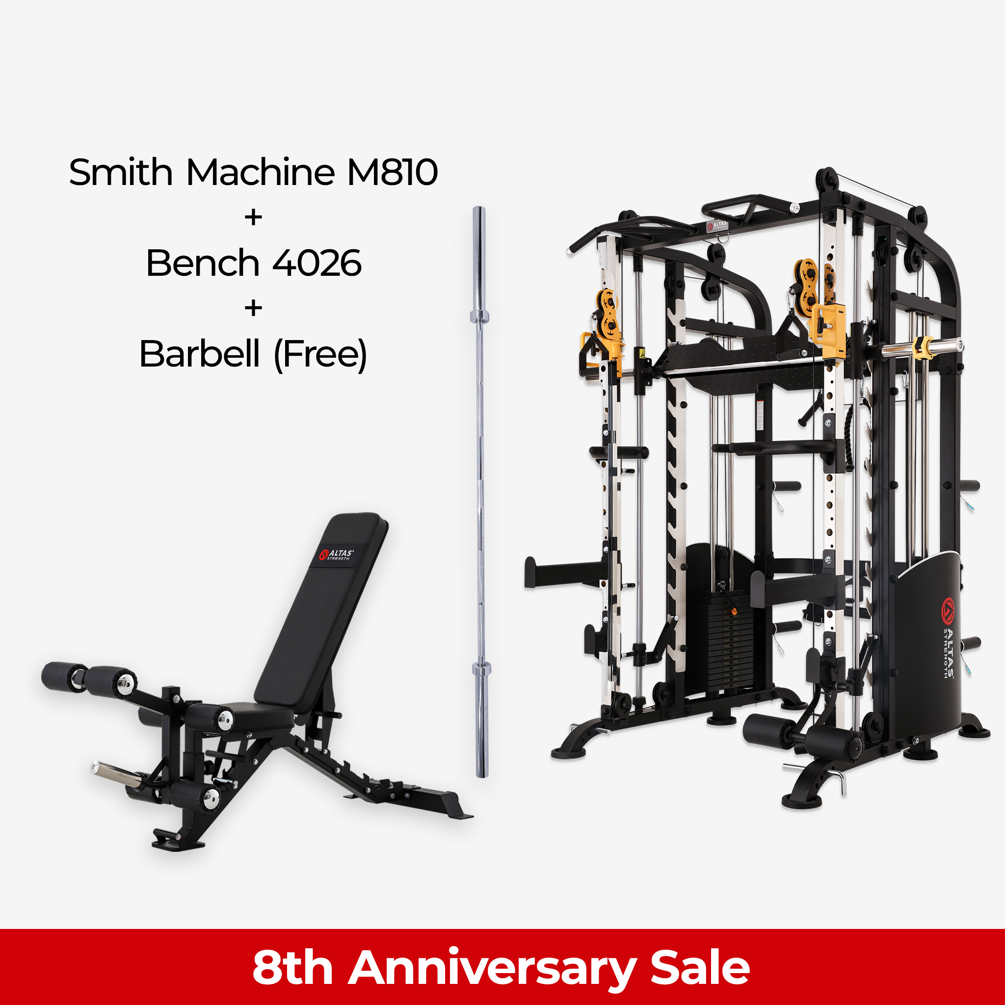 8th Anniversary Combo - Smith Machine AL-M810 + Bench AL-4026 + Barbell (Free)
