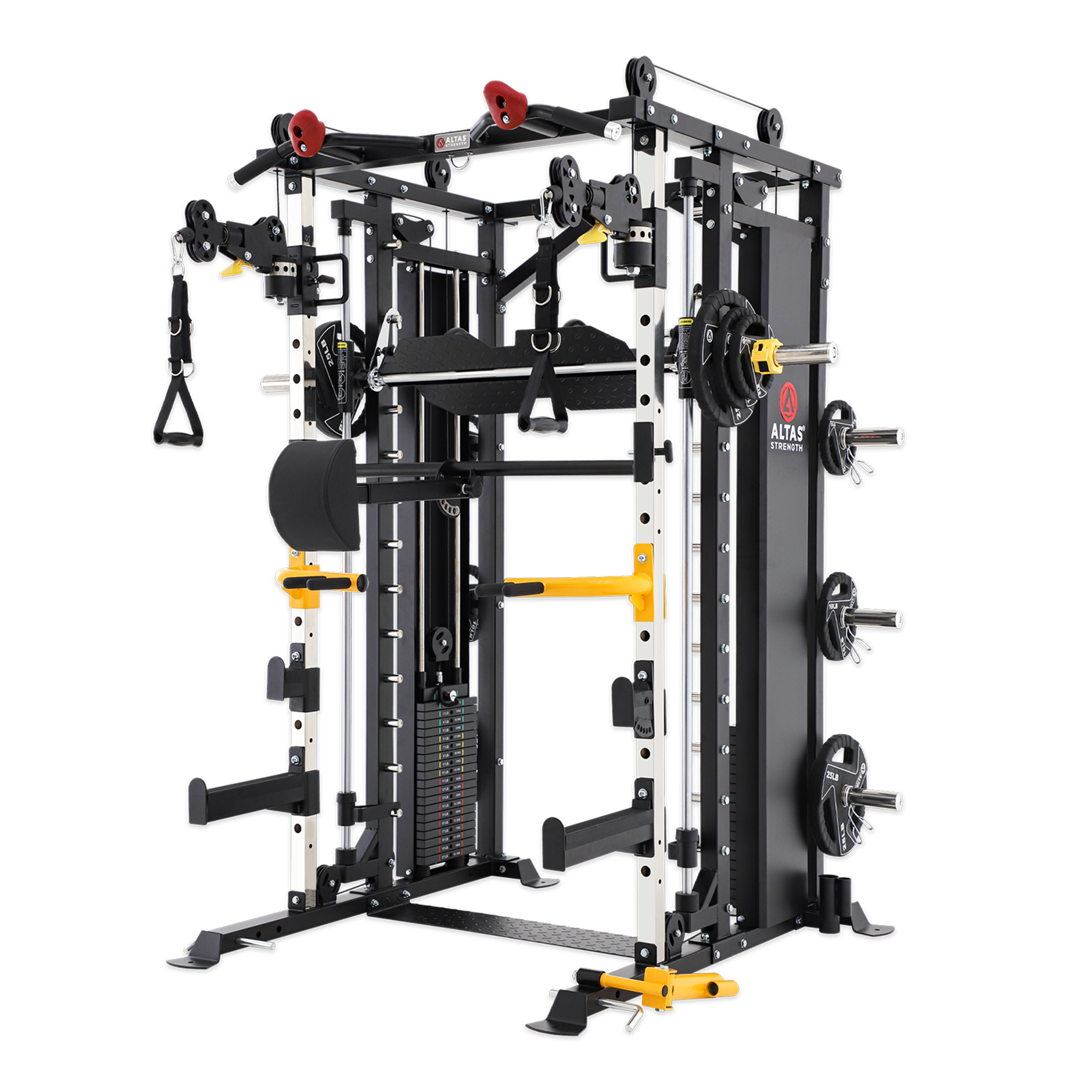 Combo - Smith Machine AL-3087B + Bench AL-4026 + Olympic Barbell + 150lb Weight Plate